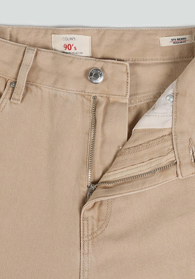 Afișați detalii pentru Regular Fit Talie Înaltă Picior Larg Blugi Maro Deschis Pentru Femei