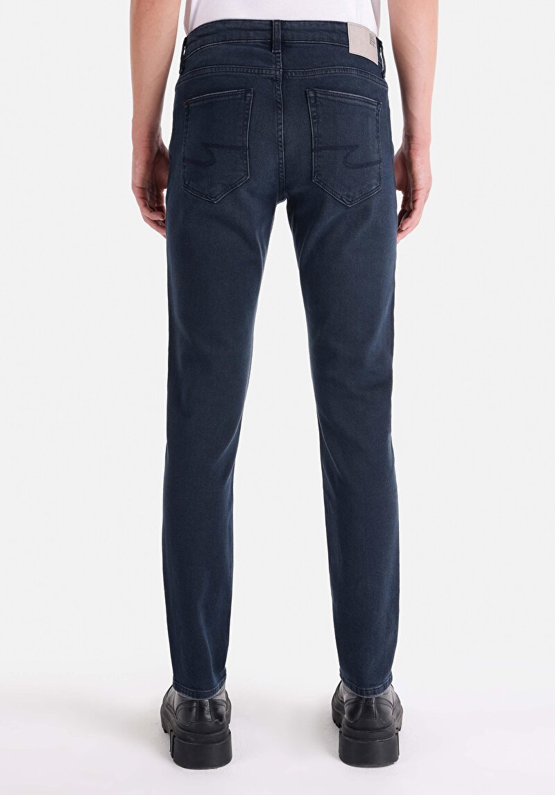 Afișați detalii pentru Slim Fit Talie Joasă Picior Îngust Blugi İndigo Închis Pentru Bărbați