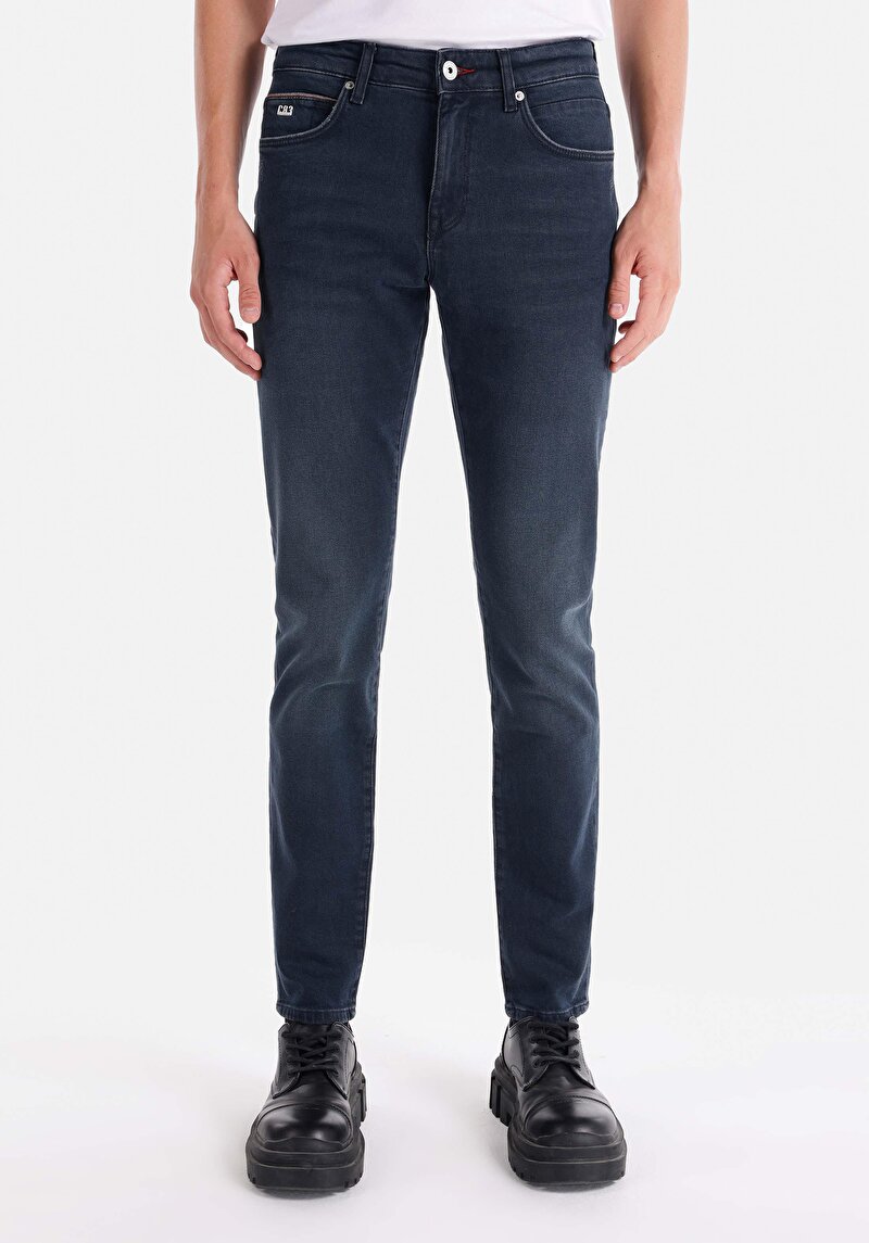 Afișați detalii pentru Slim Fit Talie Joasă Picior Îngust Blugi İndigo Închis Pentru Bărbați