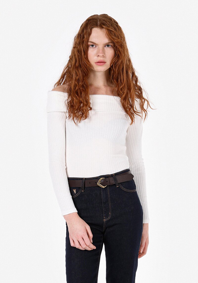 Imagine a Pulover De Dama Ecru Slim Fit  Cl1072148