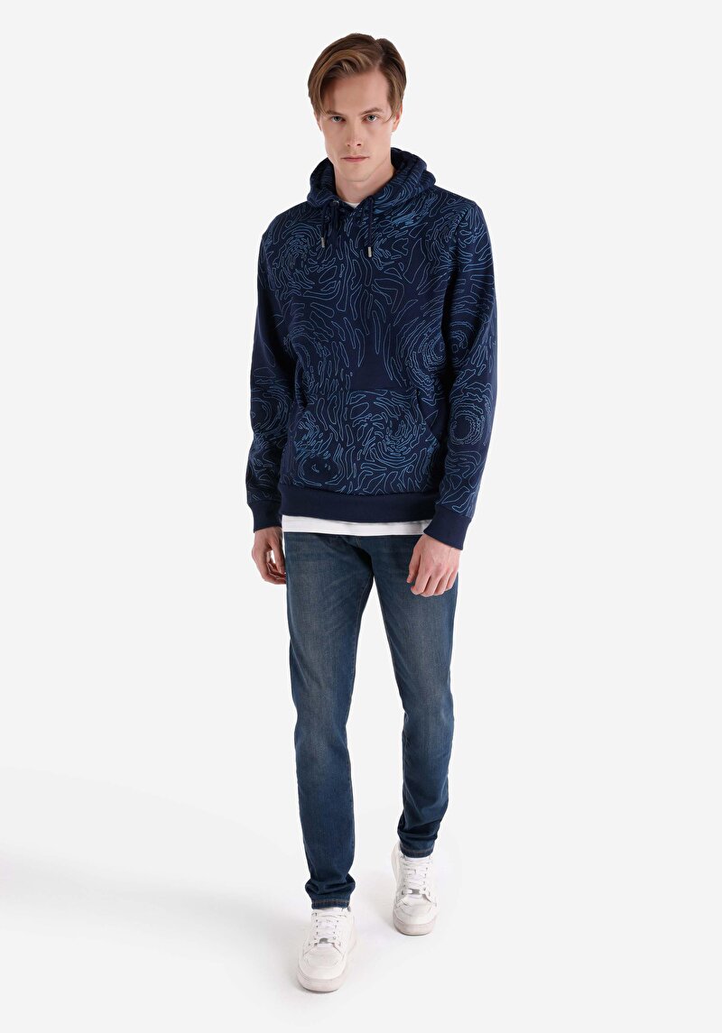 Imagine a Slim Fit Talie Joasă Picior Îngust Blugi İndigo Pentru Bărbați