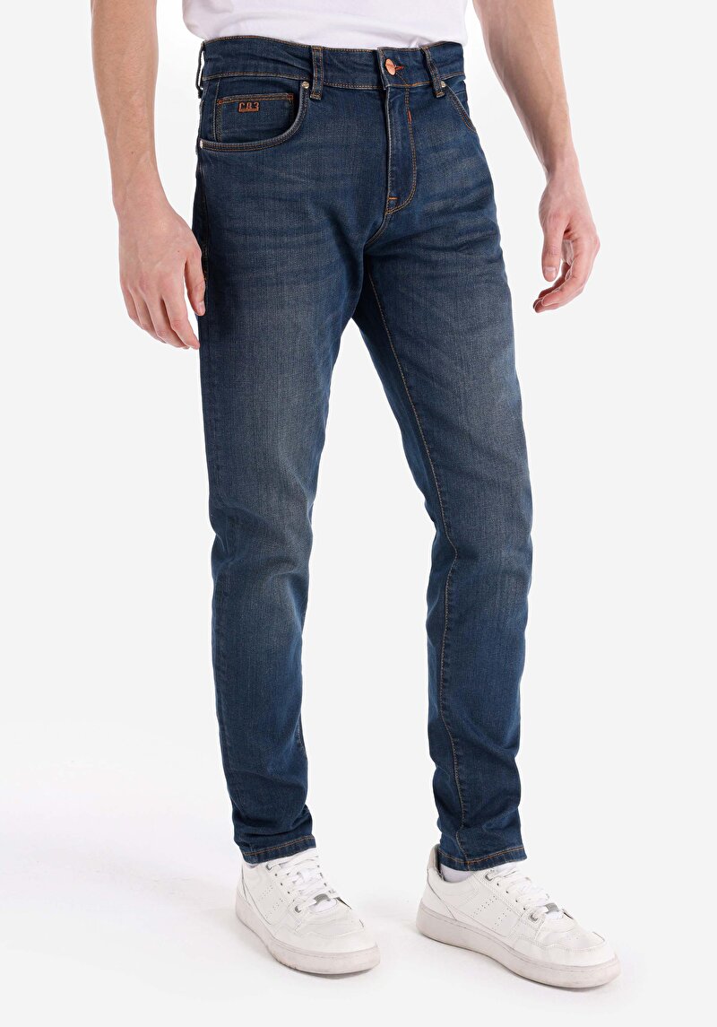 Afișați detalii pentru Slim Fit Talie Joasă Picior Îngust Blugi İndigo Pentru Bărbați