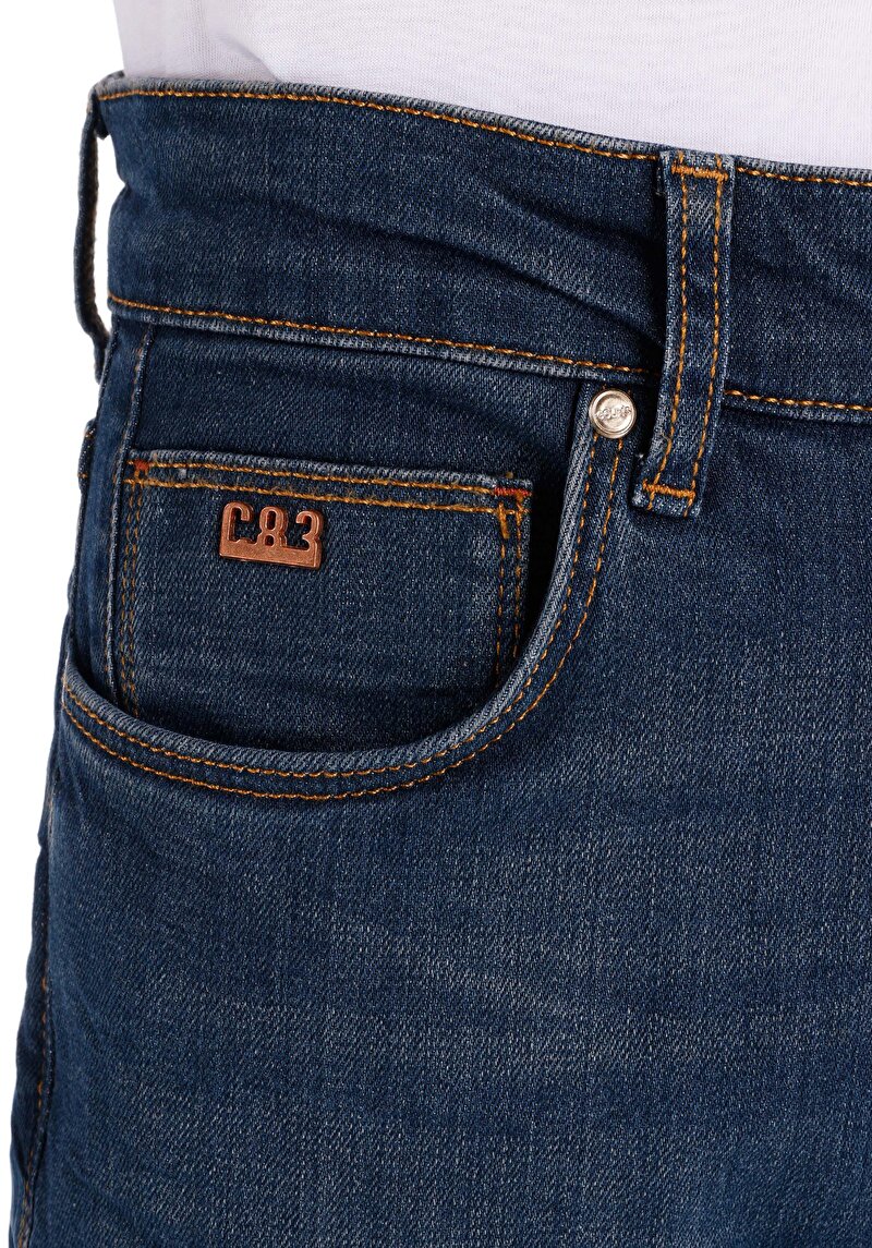 Afișați detalii pentru Slim Fit Talie Joasă Picior Îngust Blugi İndigo Pentru Bărbați