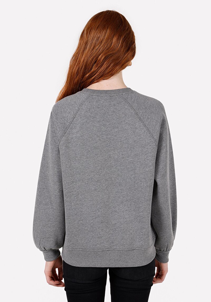 Imagine a Regular Fit Round Collar Imprimat Hanorac Gri Pentru Femei