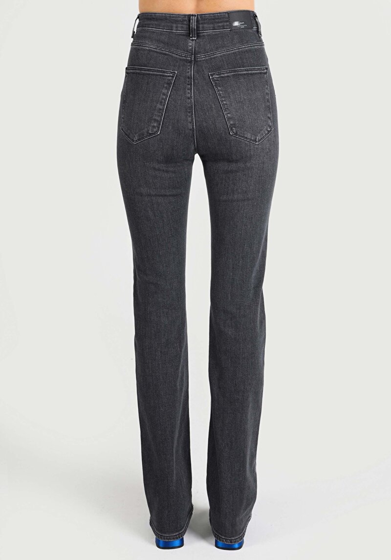 Imagine a Flare Fit Talie Înaltă Picior Spaniol Blugi Negri Pentru Femei