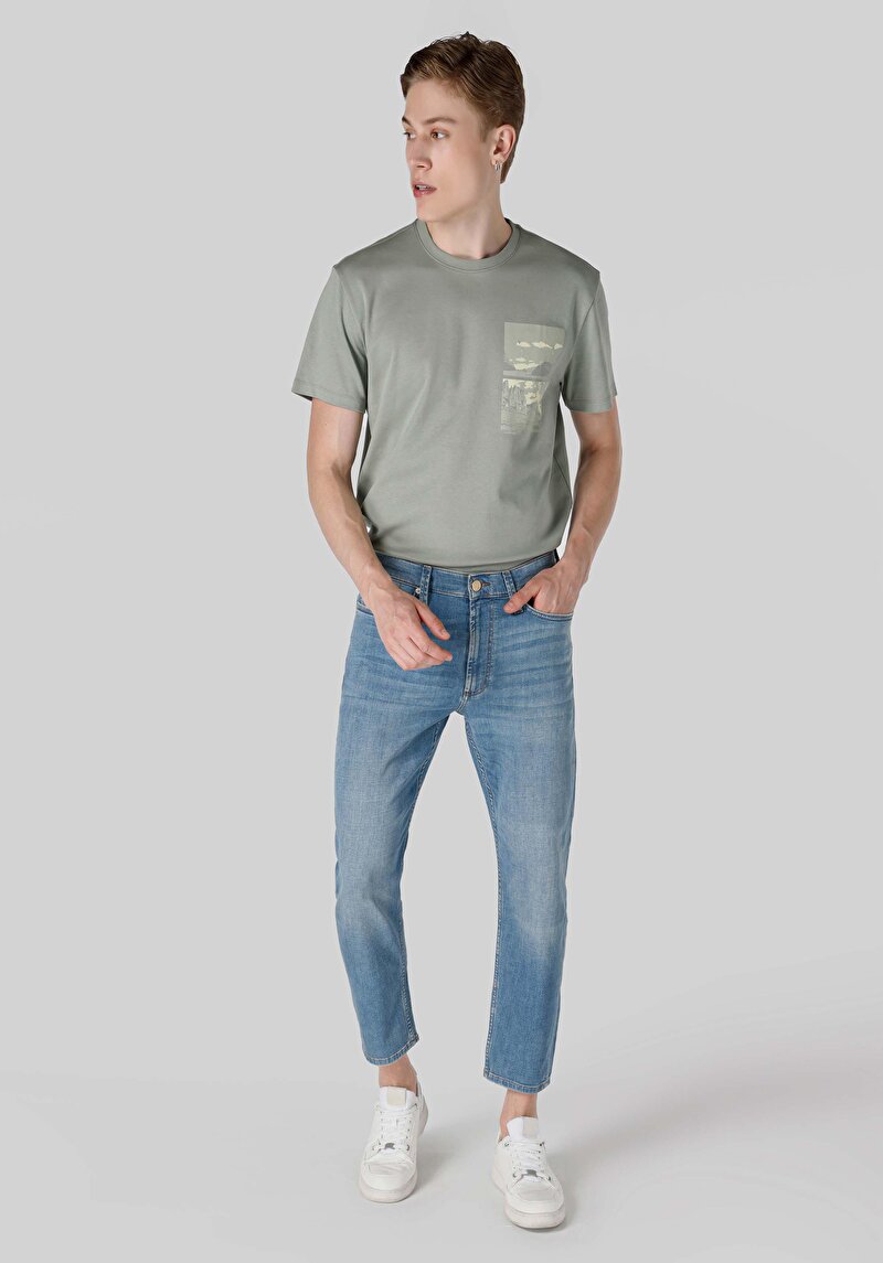 Imagine a Blugi Crop Fit Indigo Pentru Bărbați