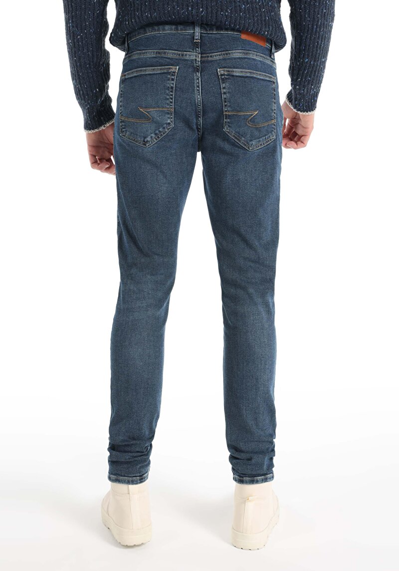 Afișați detalii pentru Slim Fit Talie Joasă Picior Îngust Blugi İndigo Închis Pentru Bărbați