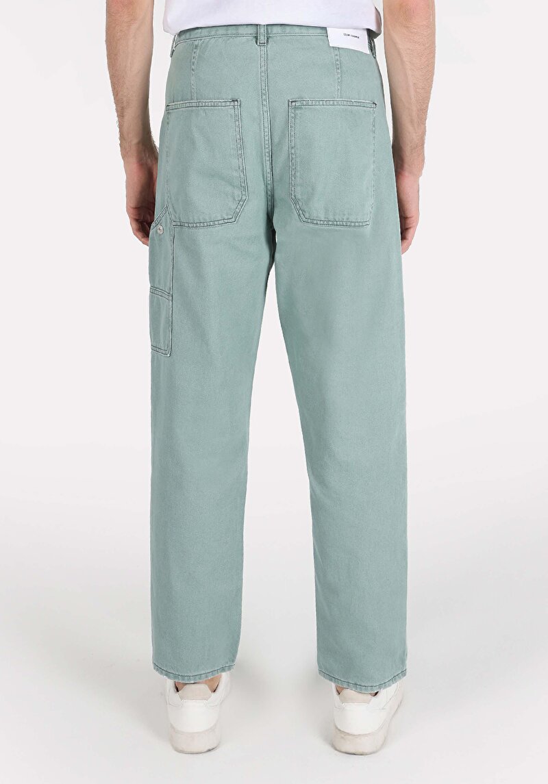 Imagine a Worker Fit Mid Waist Straight Leg Blugi Verzi Pentru Bărbați