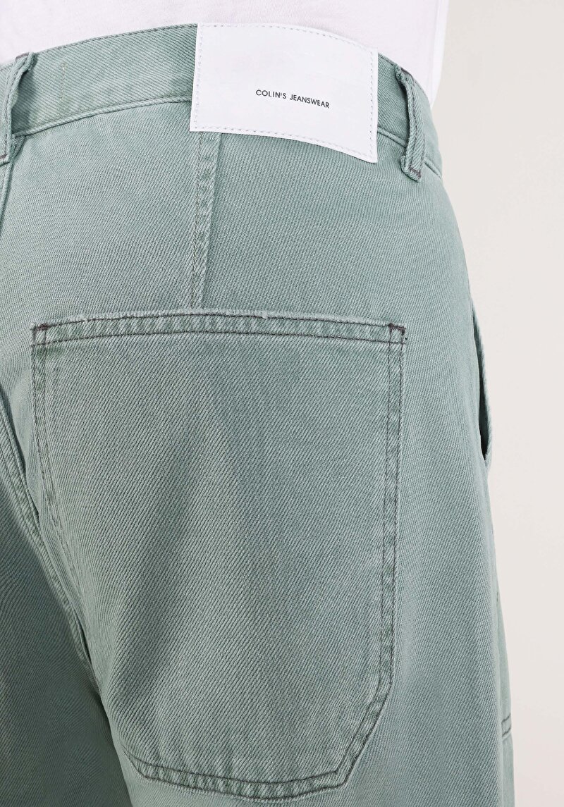 Afișați detalii pentru Worker Fit Mid Waist Straight Leg Blugi Verzi Pentru Bărbați