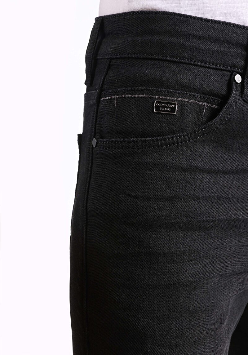 Afișați detalii pentru Blugi Negri Pentru Bărbați Cu Talie Joasă Și Talie İngustă Slim Fit