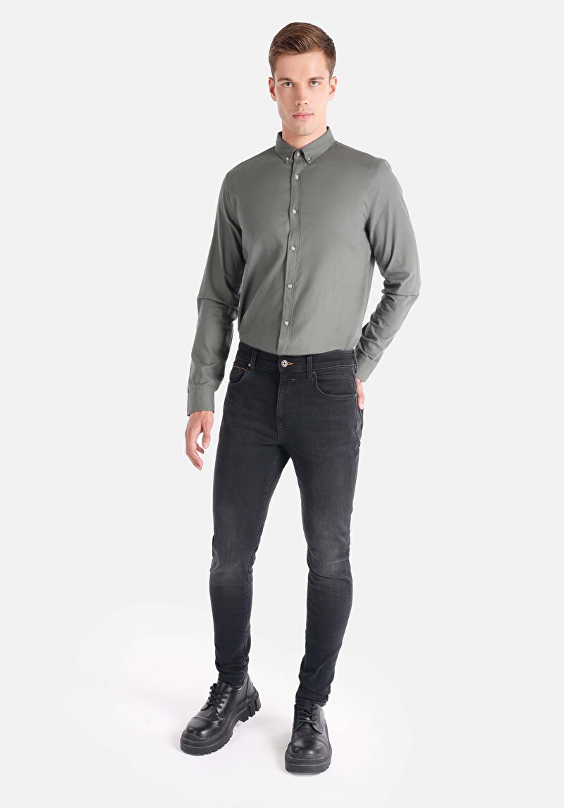 Imagine a Blugi Din Denim Pentru Bărbați Cu Talie Joasă Și Talie İngustă Slim Fit