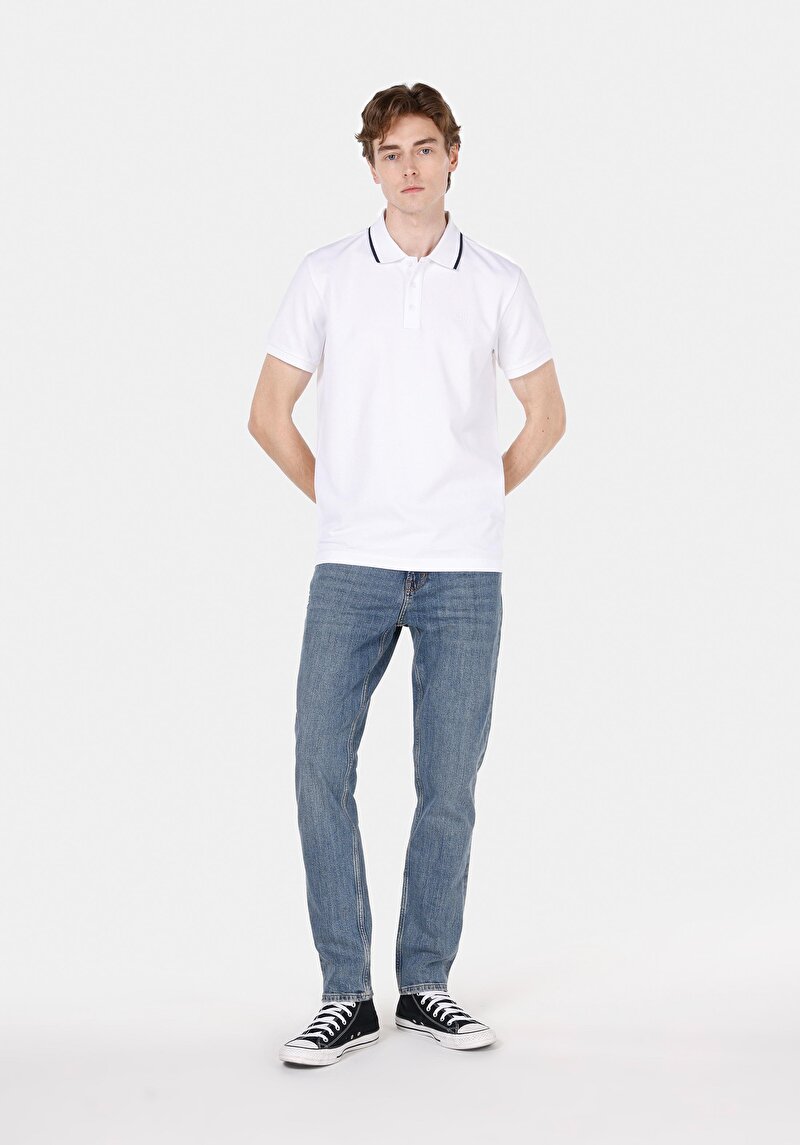 Afișați detalii pentru Pantaloni De Barbati Albastru Straight Fit 044 Karl Cl1072207