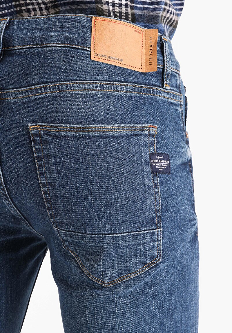 Afișați detalii pentru Blugi İndigo Pentru Bărbați Cu Talie Dreaptă Cu Talie Dreaptă