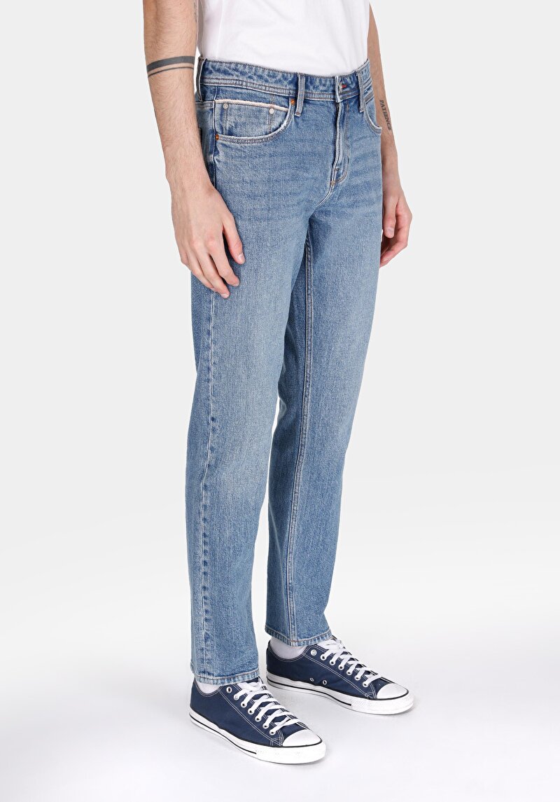 Afișați detalii pentru Pantaloni De Barbati Albastru Straight Fit 044 Karl Cl1072223