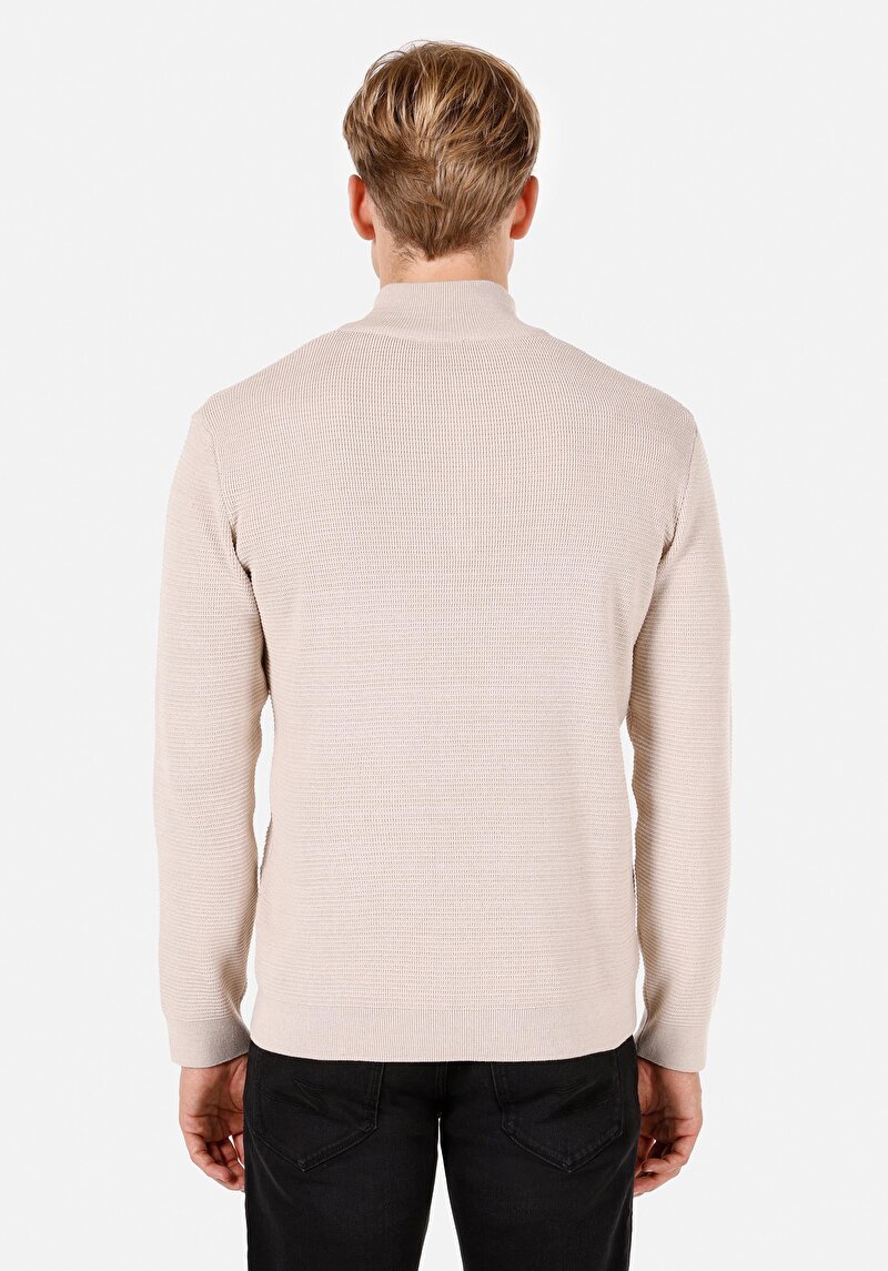 Afișați detalii pentru Pulover Ecru Pentru Bărbați Regular Fit Turtle Neck