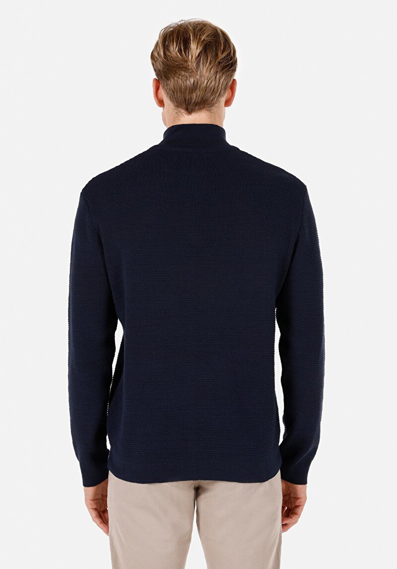 Imagine a Regular Fit Turtle Neck Drept Pulover Bleumarin Pentru Bărbați