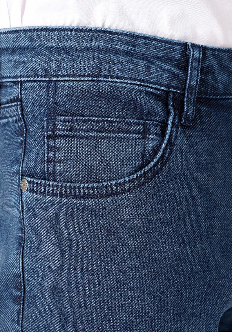 Afișați detalii pentru Pantaloni Albaștri Pentru Bărbați Cu Talie Medie Cu Talie Dreaptă