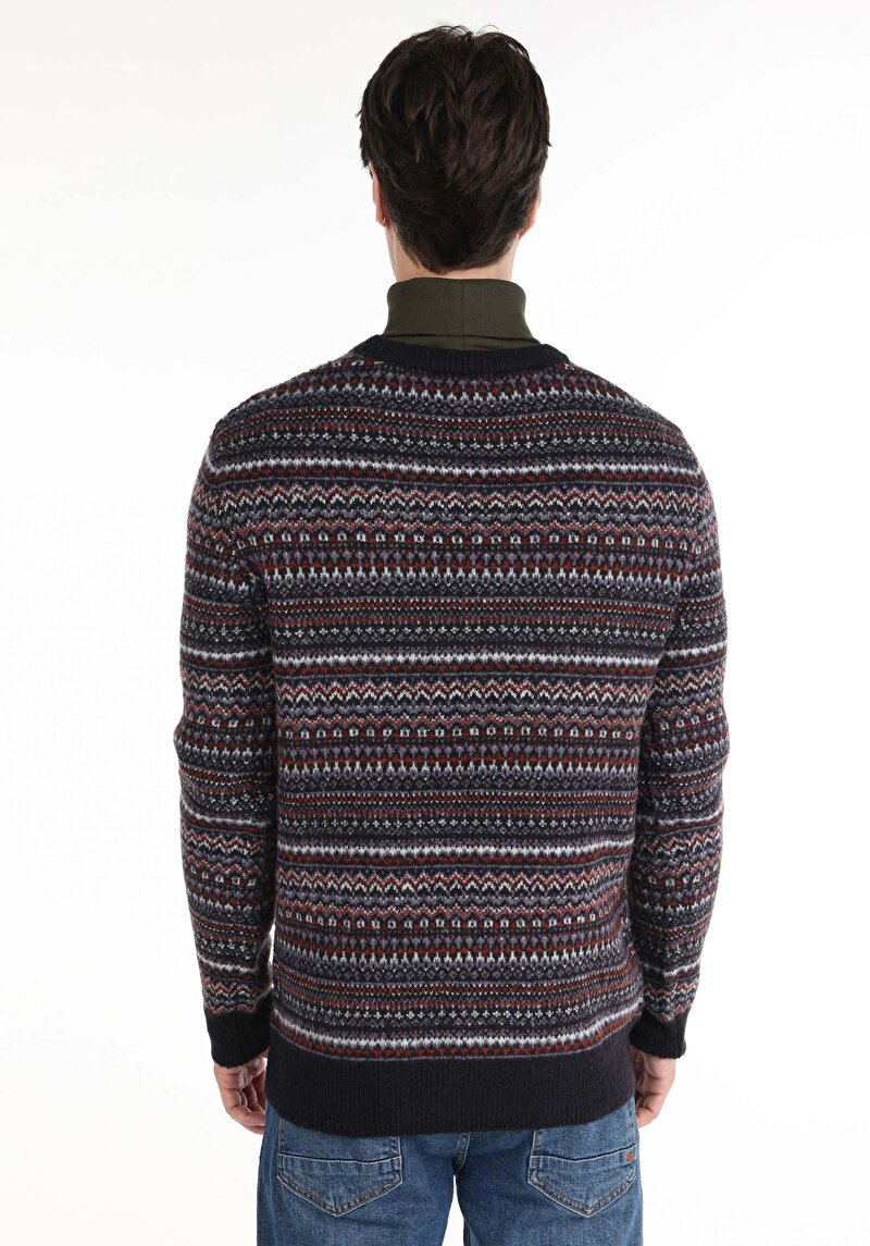 Afișați detalii pentru Pulover Multicolor Pentru Bărbați Regular Fit Round Neck Jacquard