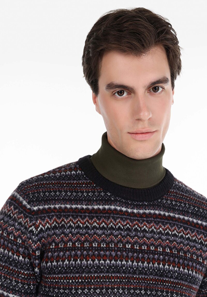 Afișați detalii pentru Pulover Multicolor Pentru Bărbați Regular Fit Round Neck Jacquard