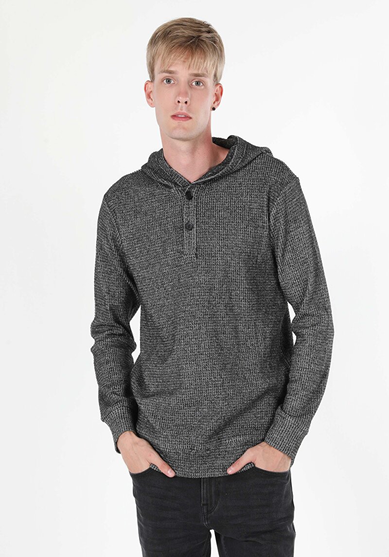 Imagine a Tricou Cu Maneca Lunga De Barbati Antracit Regular Fit  Cl1056911