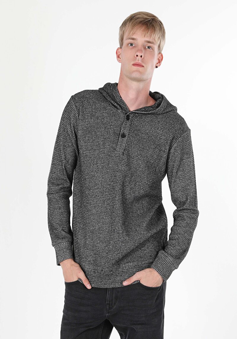 Afișați detalii pentru Tricou Cu Maneca Lunga De Barbati Antracit Regular Fit  Cl1056911