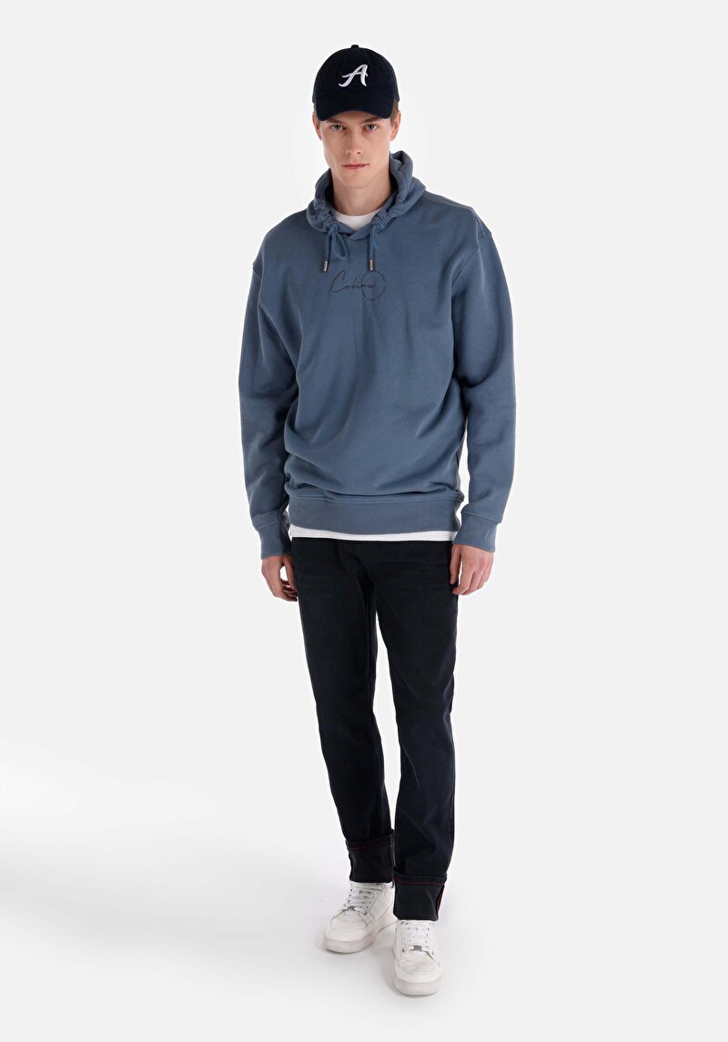 Imagine a Drept Fit Talie Joasă Picior Drept Blugi İndigo Închis Pentru Bărbați