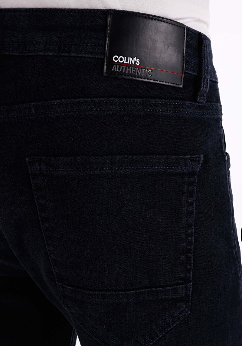 Afișați detalii pentru Drept Fit Talie Joasă Picior Drept Blugi İndigo Închis Pentru Bărbați