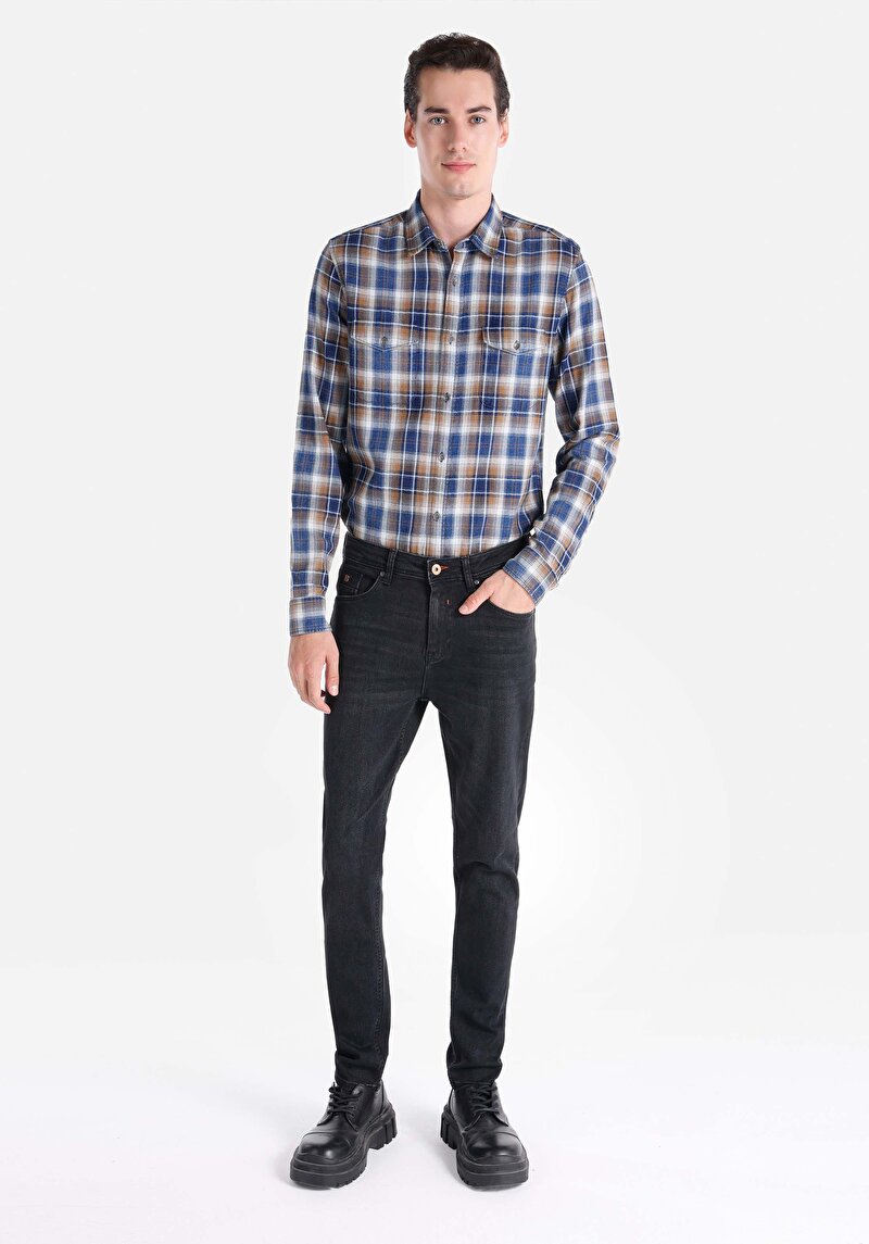 Imagine a Regular Fit Talie Medie Picior Drept Blugi Din Denim Pentru Bărbați