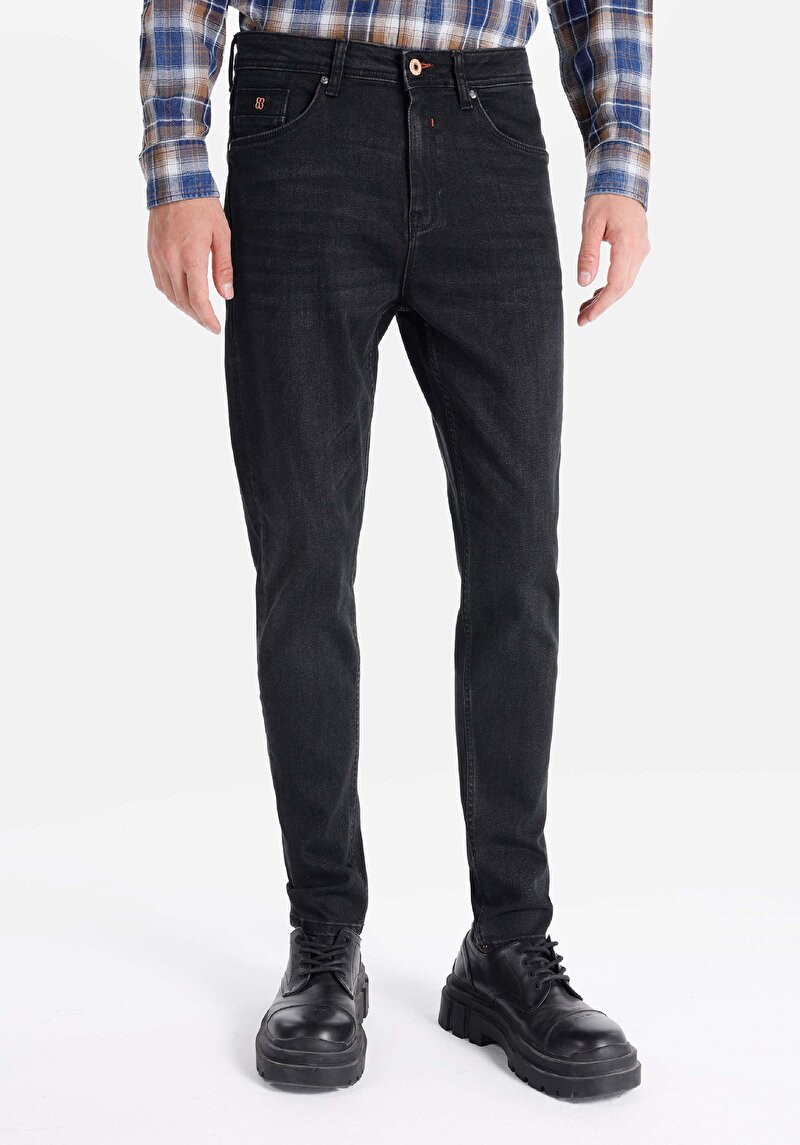 Imagine a Regular Fit Talie Medie Picior Drept Blugi Din Denim Pentru Bărbați