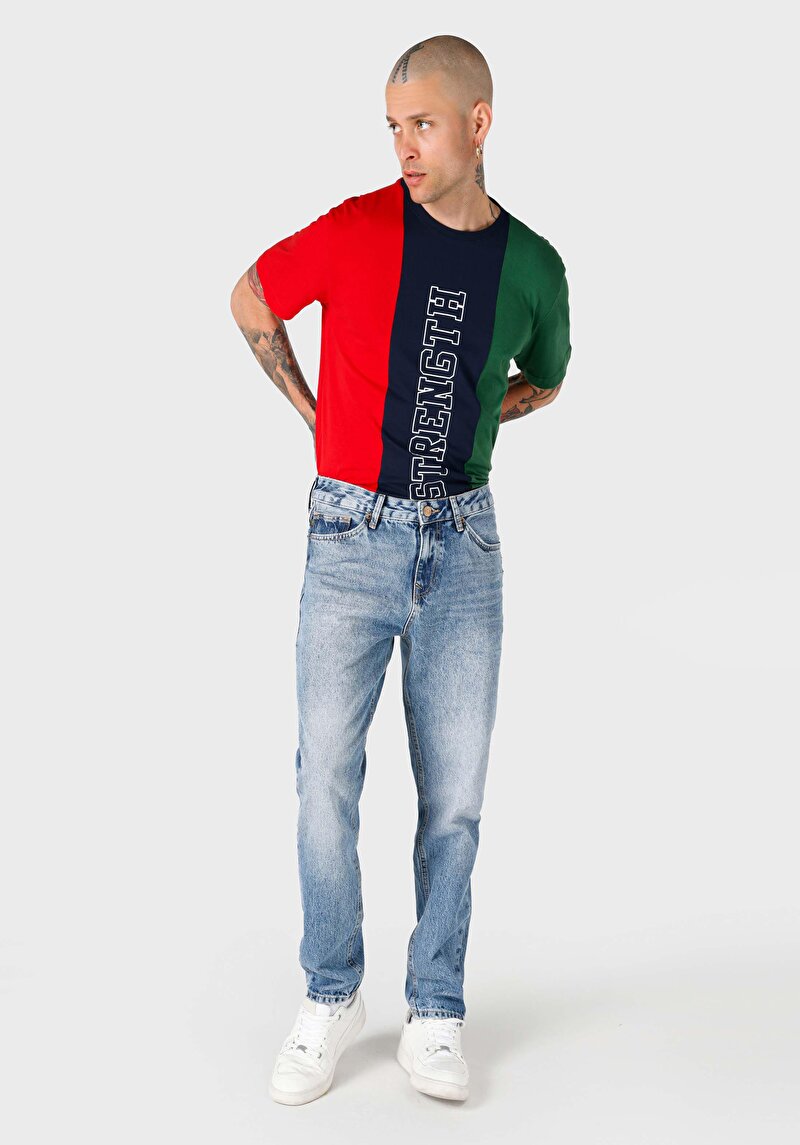 Imagine a Regular Fit Mid Waist Slim Leg Blugi İndigo Pentru Bărbați