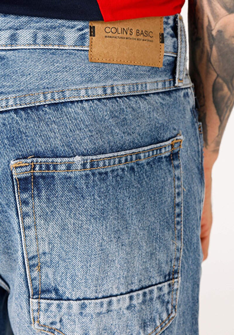 Afișați detalii pentru Regular Fit Mid Waist Slim Leg Blugi İndigo Pentru Bărbați