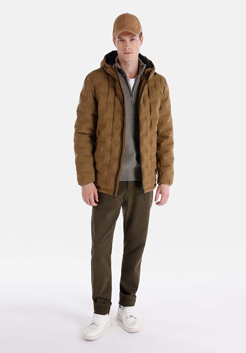 Afișați detalii pentru Palton Maro Pentru Bărbați Slim Fit