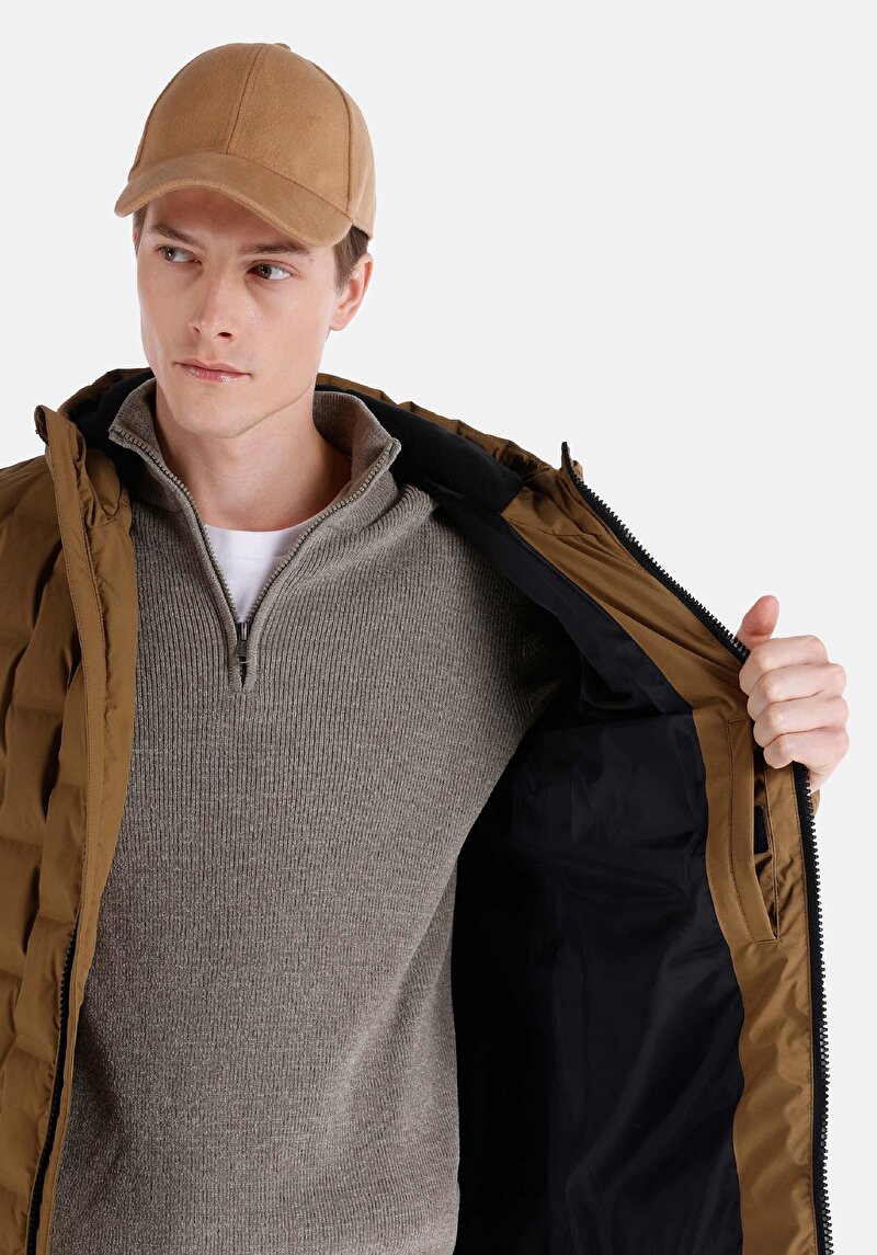 Afișați detalii pentru Palton Maro Pentru Bărbați Slim Fit