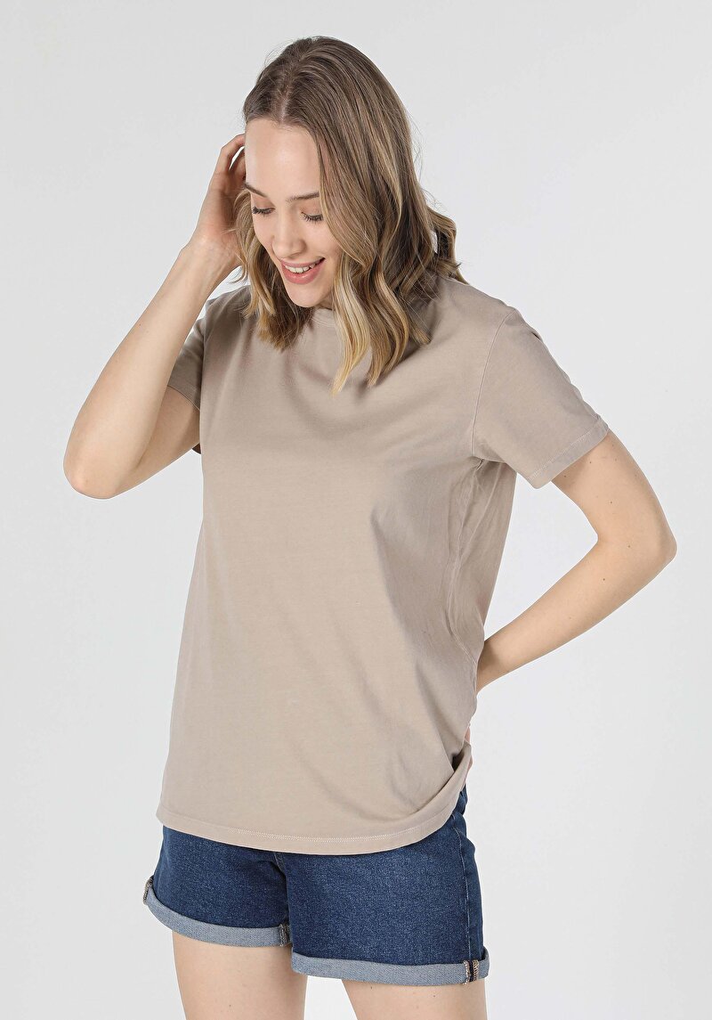 Afișați detalii pentru Tricou Cu Maneca Scurta De Dama Bej Comfort Fit  Cl1058495