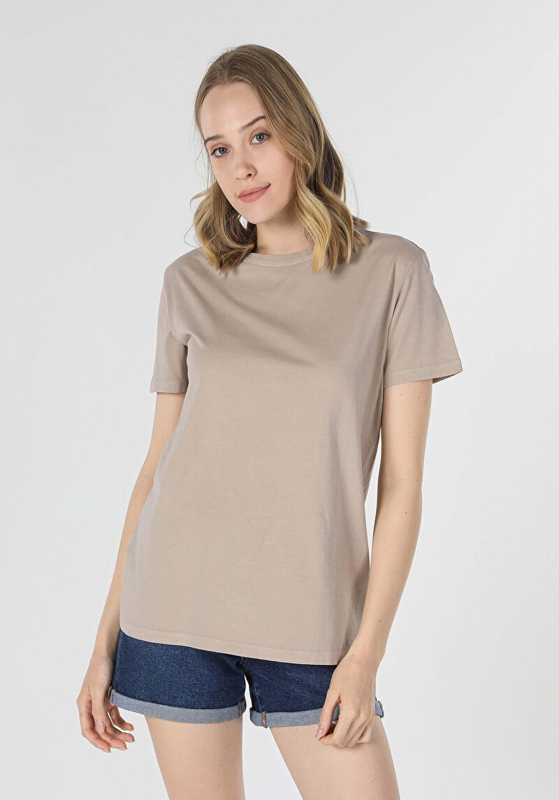 Afișați detalii pentru Tricou Cu Maneca Scurta De Dama Bej Comfort Fit  Cl1058495