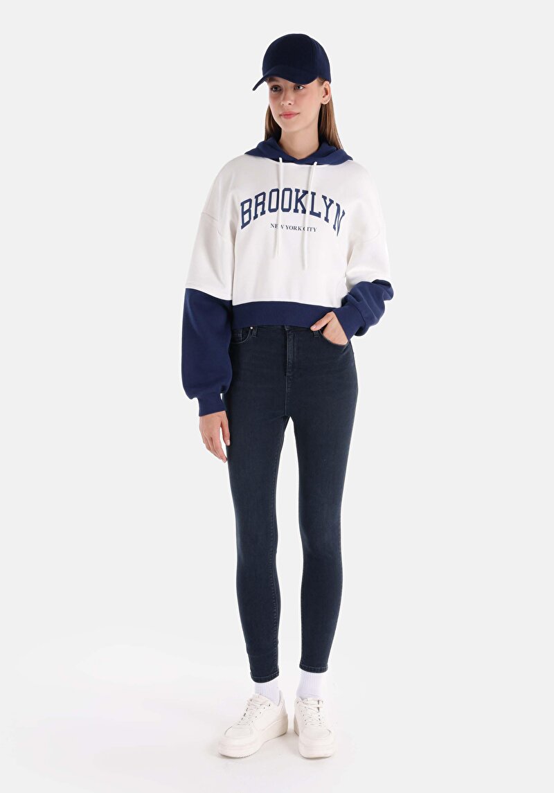 Imagine a Skinny Fit Talie Talie Picior Îngust Blugi Indigo Închis Pentru Femei