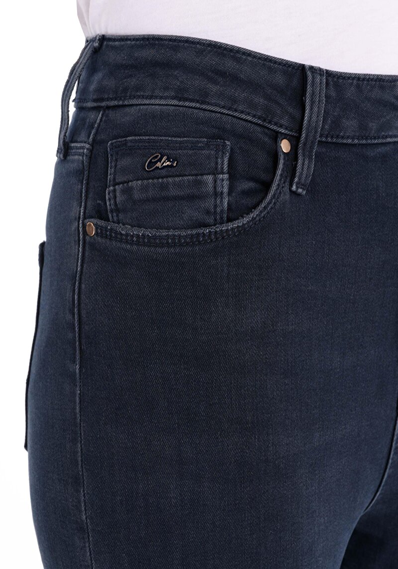 Afișați detalii pentru Skinny Fit Talie Talie Picior Îngust Blugi Indigo Închis Pentru Femei