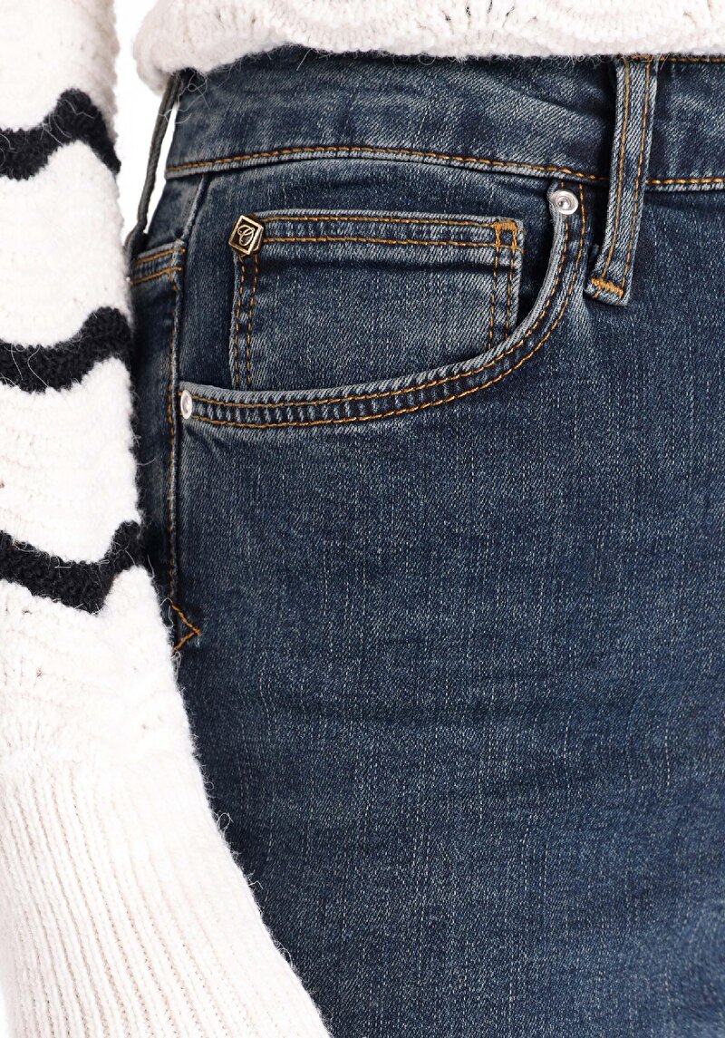 Afișați detalii pentru Skinny Fit Talie Înaltă Picior Îngust Blugi İndigo Pentru Femei