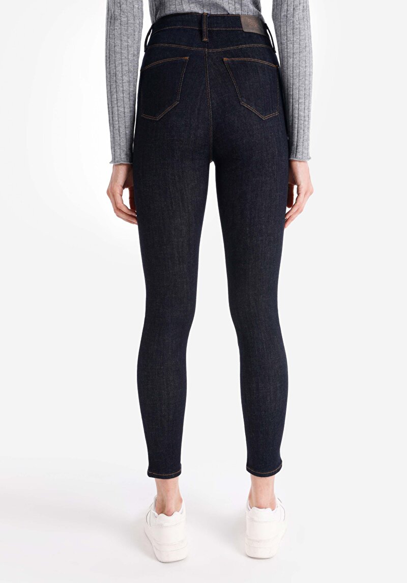 Imagine a Skinny Fit Talie Înaltă Picior Îngust Blugi İndigo Pentru Femei