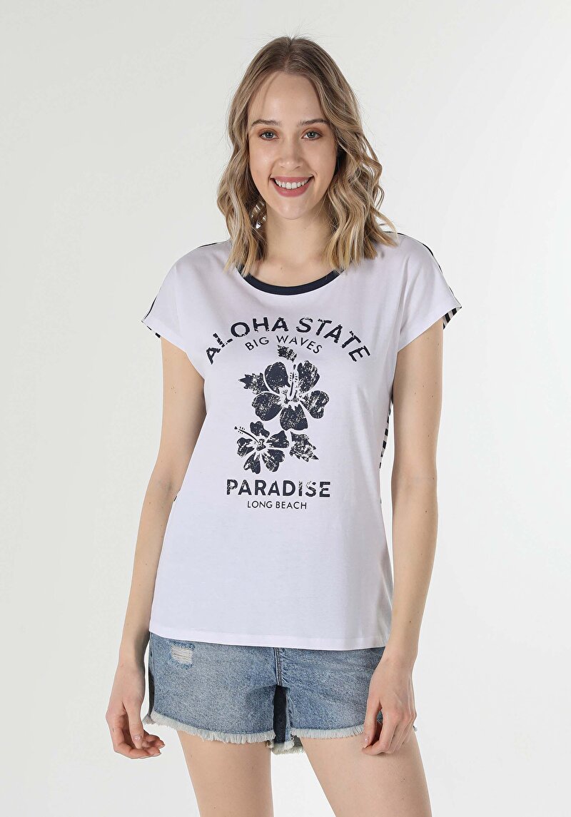 Afișați detalii pentru Tricou Cu Maneca Scurta De Dama Alb Regular Fit  Cl1058923