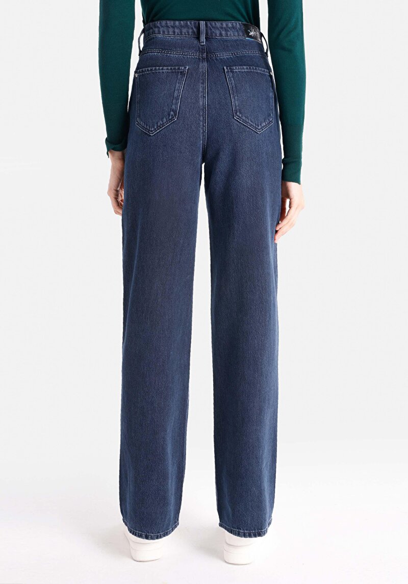 Imagine a Regular Fit Talie Înaltă Picior Larg Blugi Din Denim Pentru Femei