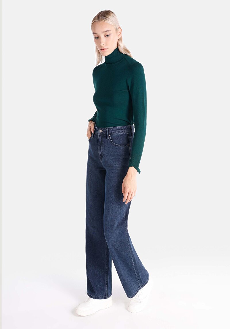 Afișați detalii pentru Regular Fit Talie Înaltă Picior Larg Blugi Din Denim Pentru Femei