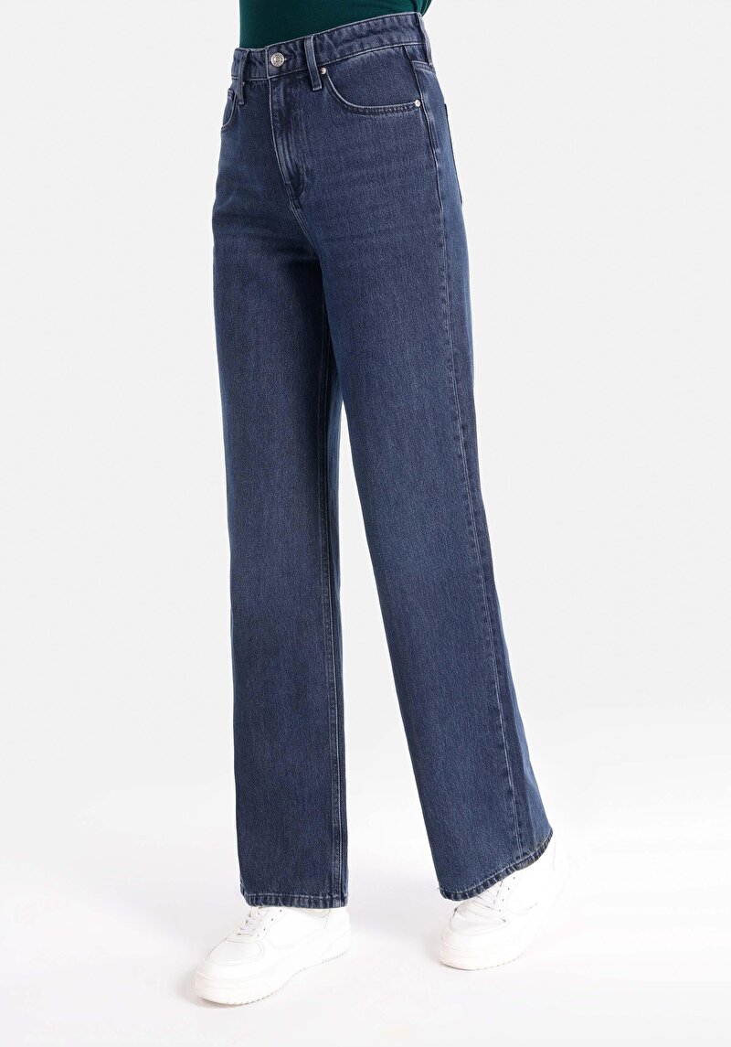 Afișați detalii pentru Regular Fit Talie Înaltă Picior Larg Blugi Din Denim Pentru Femei