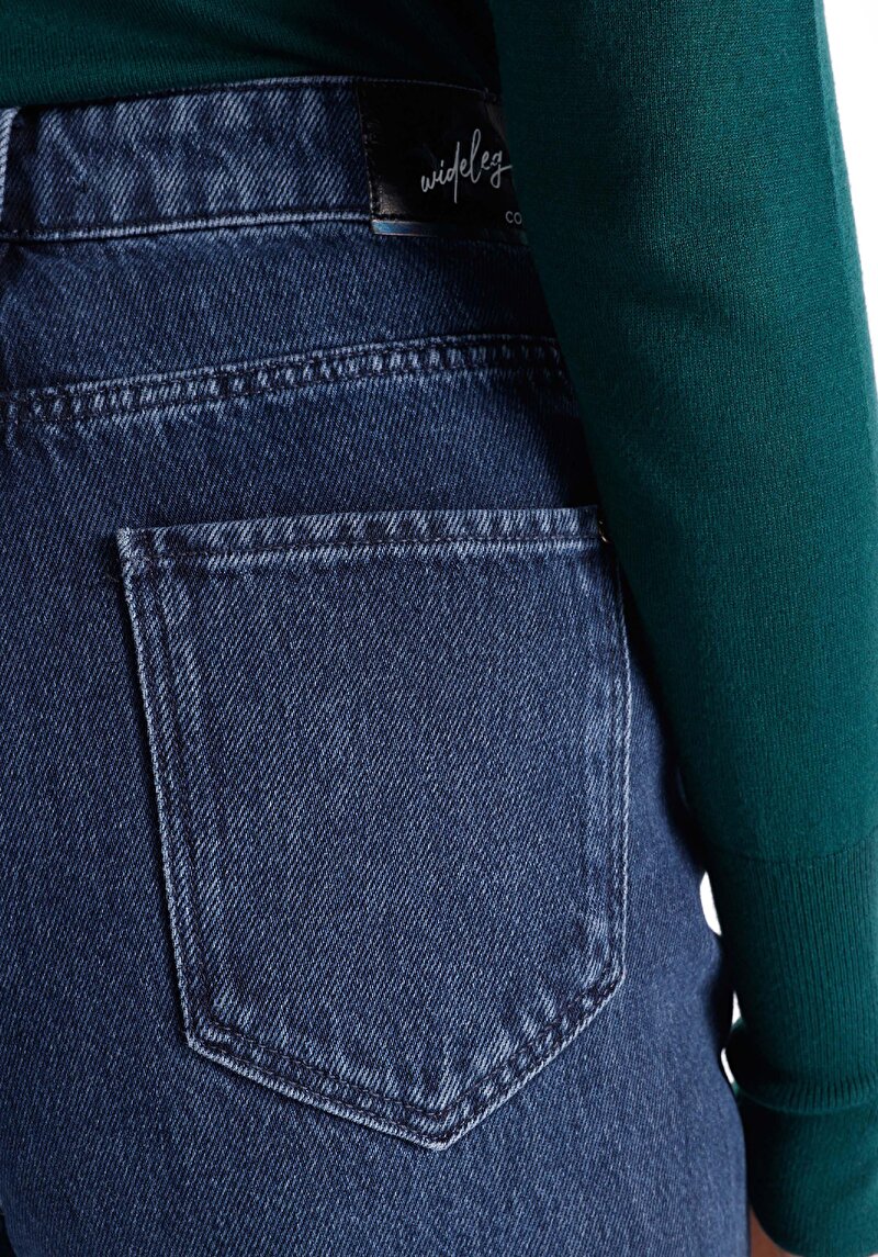 Afișați detalii pentru Regular Fit Talie Înaltă Picior Larg Blugi Din Denim Pentru Femei