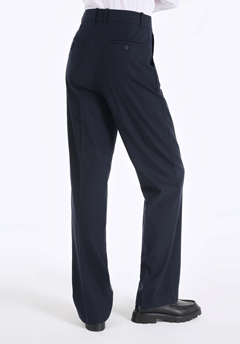 Imagine a Regular Fit Rose Waist Wide Leg Pantaloni Bleumarin Pentru Femei