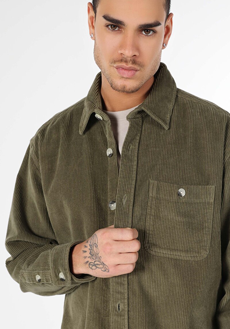 Imagine a Camasa Cu Maneca Lunga De Barbati Kaki   Cl1059760