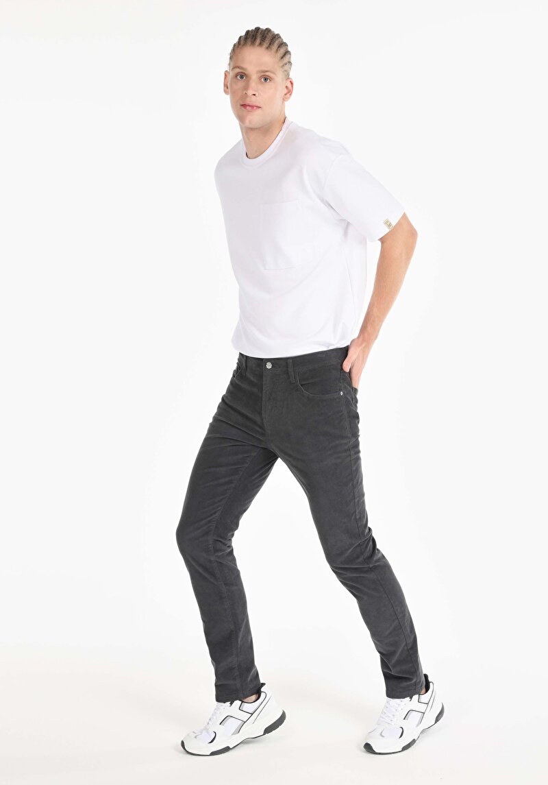 Afișați detalii pentru Pantaloni Gri Pentru Bărbați Cu Talie Dreaptă Cu Talie Dreaptă