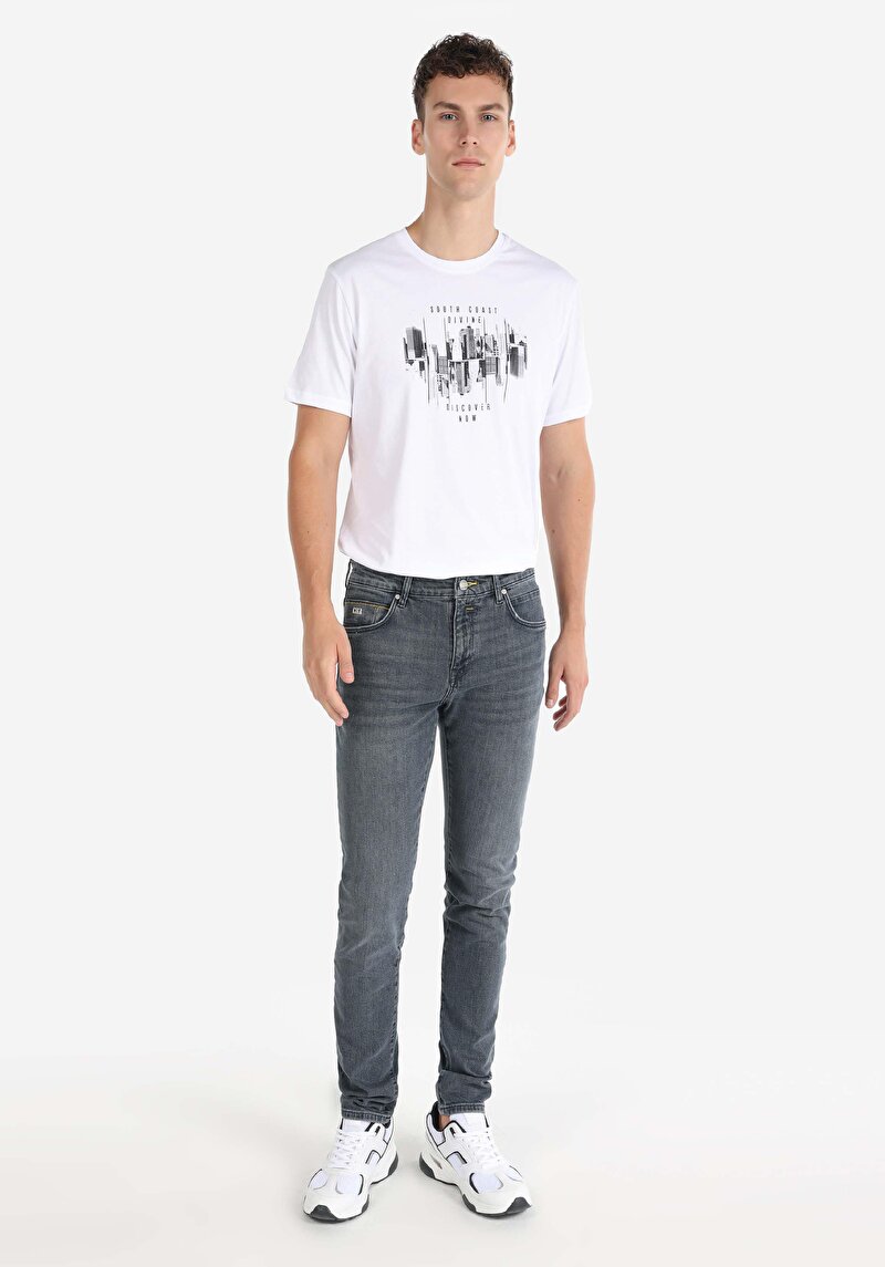 Imagine a Slim Fit Talie Joasă Picior Îngust Blugi İndigo Închis Pentru Bărbați