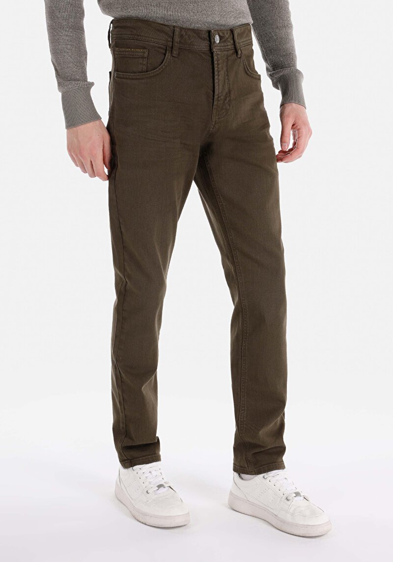 Afișați detalii pentru Pantaloni Verzi Pentru Bărbați Cu Talie Dreaptă Cu Talie Dreaptă