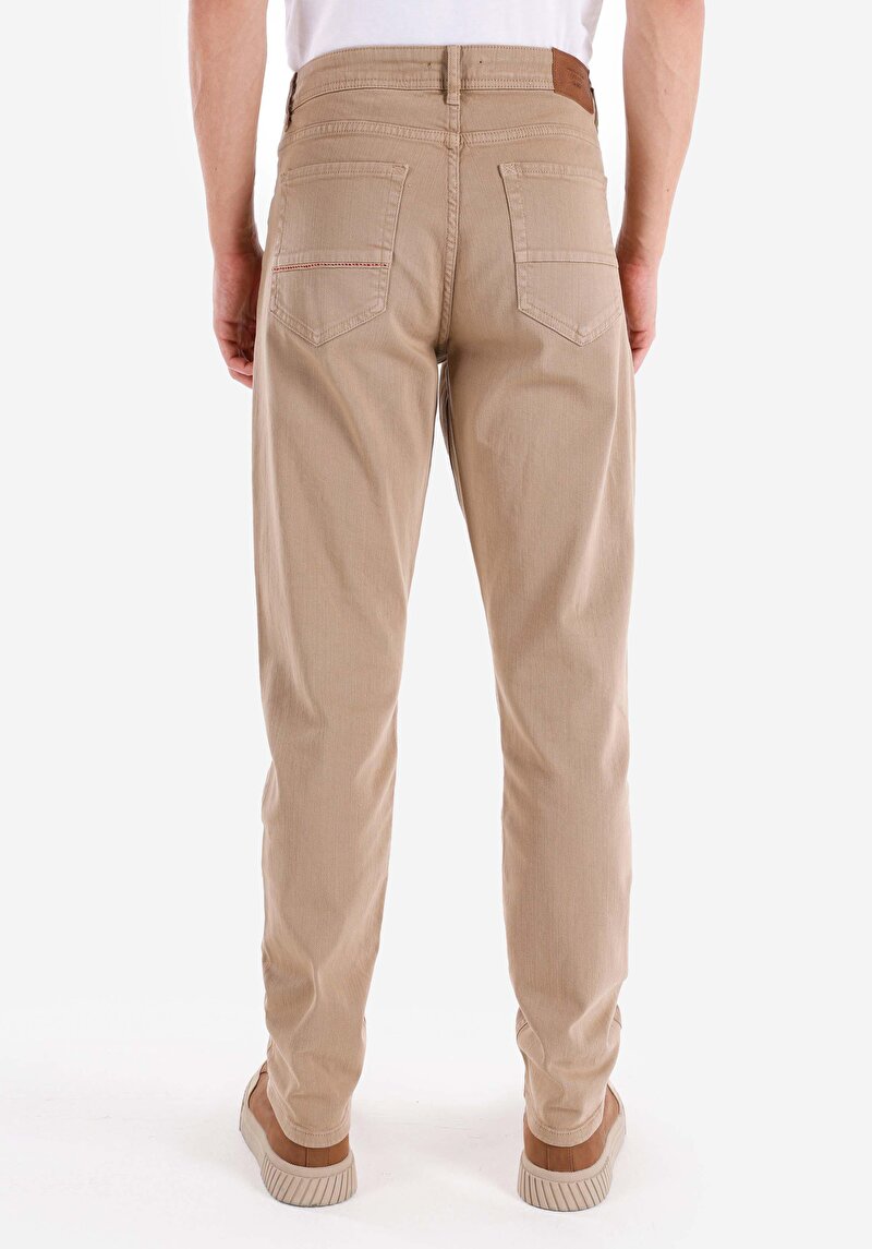 Afișați detalii pentru Pantaloni Bej Pentru Bărbați Straigt Fit Mid Waist Straight Leg